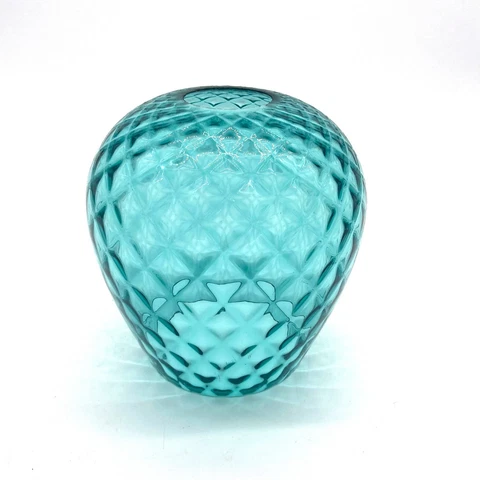 Antique Vintage Globe Gree glass lamp shade diamond art deco chimney geometric-e Cover