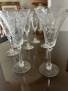 2 Vintage SENECA Stemware Water Goblet - Cut Glass 8 3/4”x4” (4) MYSTERY PATTERN - Picture 1 of 21