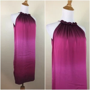 VINCE Womens sz Small Fuschia Pink Purple Ombre Silk Blend High Collar Dress - Picture 1 of 8