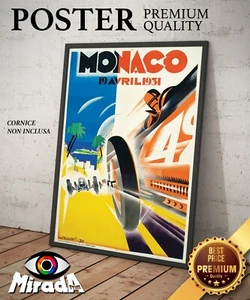 Carteles Cartel Vintage Monaco Grand Prix 19 Avril 1931 Automóvil Top Quality - Imagen 1 de 3