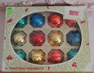 VintAGE Shiny Brite Christmas Ornaments! 12~Colorful/Cute! w BOX~Gold~Red~PiNK! - Picture 1 of 9