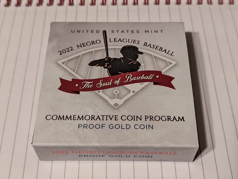 2022 Negro Leagues Baseball Proof Five Dollar Gold Coin 22CH US Mint OGP Cover