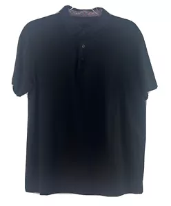 Bugatchi Uomo Black Lightweight Cotton Golf Polo Short Sleeve Shirt Sz L - Picture 1 of 10