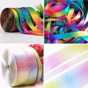 Rainbow Unicorn Satin Grosgrain Ribbon Floristry Cake Birthday Gift Wrap Craft - Picture 1 of 18