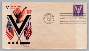 US Allies - World War II - V for Victory Thumbs Up! Winston Churchill 1942 FDC - Picture 1 of 2