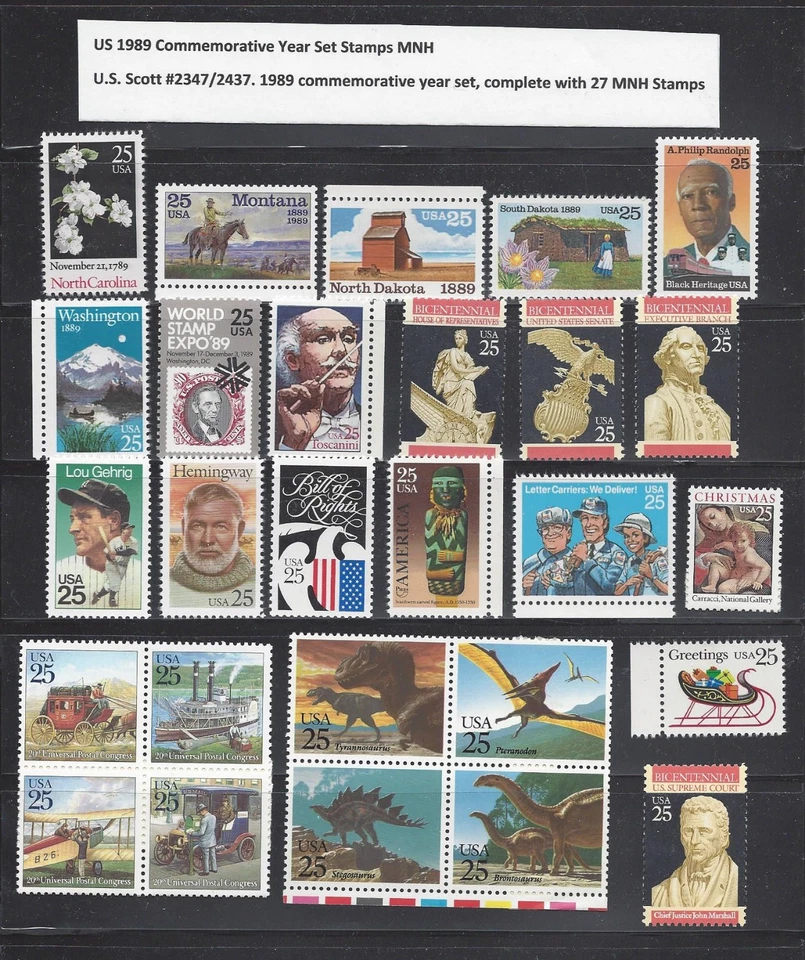 US 1989 Commemoratives Year Set with 27 Stamps MNH - Image 1 of 1