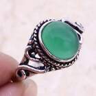 Schöner grüner Onyx 925 versilberter handgefertigter Ring von US Größe 4,25 ethnisch