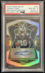 2020 Panini Select CeeDee Lamb Cowboys Signatures Prizm #CDL AUTO RC /75 PSA 10 - Bild 1 von 2