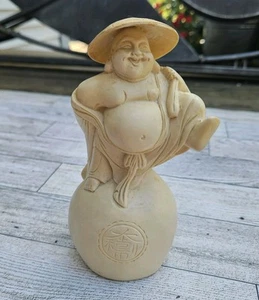 Estatuilla de Buda Riendo Feliz De Colección Estatua Color Marfil Suerte 5.5" - Imagen 1 de 11