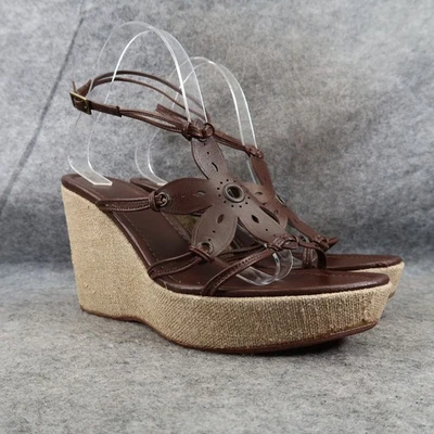 Banana Republic Zapatos Mujer 9 Sandalias Cuña Plataforma Tobillo Correa Cuero Floral Foto 1 de 4