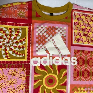 Adidas x Farm Rio Slim Kleid Damen Large Mehrfarbig Kurzarm Rundhals - Bild 1 von 10