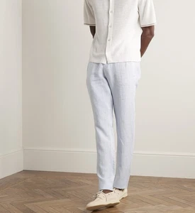 LORO PIANA Men’s ‘Gadd’ Straight-Leg Striped Linen Trousers 48 IT / 32 US $920+ - Picture 1 of 20