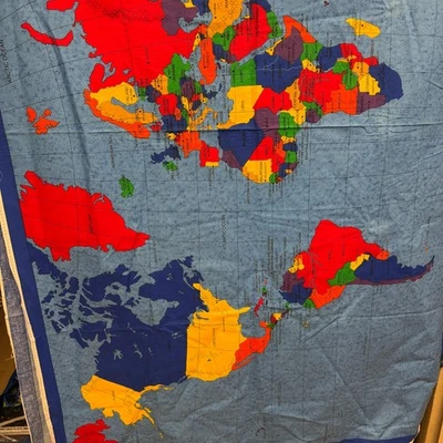 25-03-145 PANEL DE TELA-MAPA DEL MUNDO-1999-35 X 59"-IDEAL PARA HABITACIÓN INFANTIL, ESCUELA, Foto 1 de 4