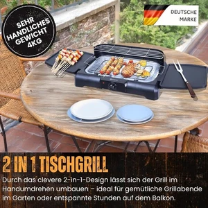Sommertal BBQ231 Elektrogrill Balkon  Camping 2in1 Grill 2200W Stufenlos Einstel - Bild 1 von 6