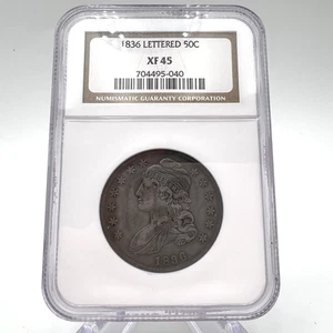 NGC XF 45 1836 Lettered 50C Capped Bust. Lot.45 - Picture 1 of 8