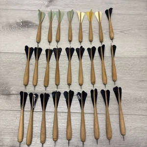 Vintage Holz Dart 26er Set schwarz grün gelb - Bild 1 von 7