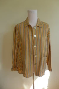 Flax women's striped shirt jacket by Jeanne Englehart size S - Picture 1 of 6