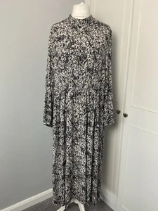 Modernes Rarität Archive Trapez Midikleid Gr. UK 14 schwarz elfenbein meliert relaxed - Bild 1 von 12
