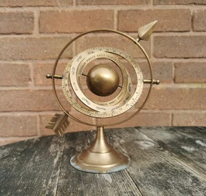 Massives Messing Sternzeichen Armillarkugel Maritim Astrolabium Kreisel Kugel Sonnenuhr - Bild 1 von 8