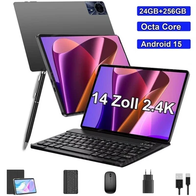 2025 14 Zoll Android 15 Tablet 24GB RAM+256GB Tablet 80000mAh 13MP+5MP 2SIM Pad - Bild 1 von 4