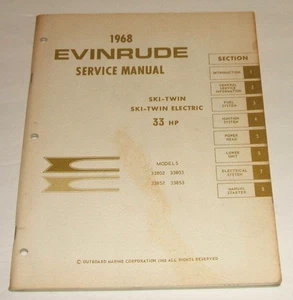 Evinrude 1968 33 hp Service Manual Omc 33hp Ski Twin Outboard Repair Shop - Picture 1 of 7