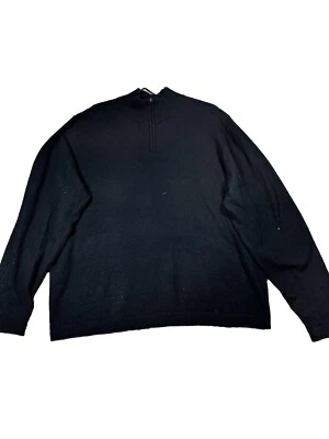Suéter Garret Scott Para Hombres XL Lana Merino Extra Fina 1/4 Cremallera Pullover Negro Sólido Foto 1 de 4