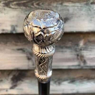 Bastón Royal Cane Engineers latón macizo cromado eje estilo negro Foto 1 de 4