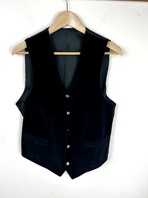 Chaleco de terciopelo negro para hombre Trajes de cintura elástica a medida 40R Chaleco Toxido Formal Foto 1 de 4