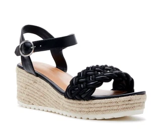 Time and Tru Braided Wedge Sandal Women's Black Ankle Strapped size 11 - Picture 1 of 5