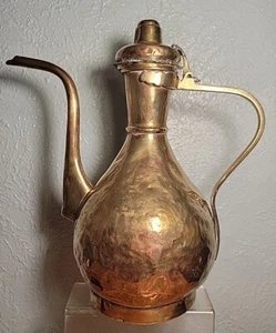 ANTIQUE BRASS Vintage HANDMADE Middle Eastern Islamic Water Pitcher Jug - Picture 1 of 13