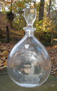 Vintage Orrefors Signed Decanter Swedish Crystal w/ Etched Woman - Picture 1 of 13