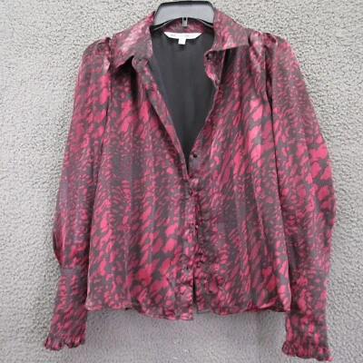Blusa para mujer Walter Baker mediana negra roja estampado animal 100 % poliéster #4654 Foto 1 de 4