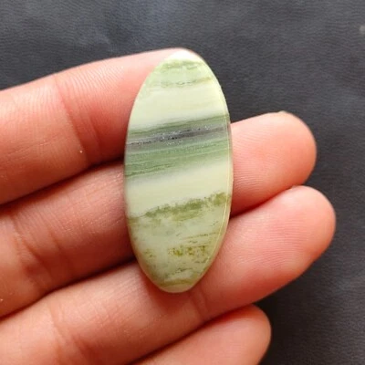 Natural Serpentine Oval Shape Cabochon Wholesale Gemstone 38x17x6 MM, 32Ct. - Image 1 of 2