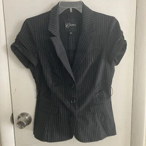 GUESS short sleeve Black blazer jacket Medium Pin Striped - Picture 1 of 6