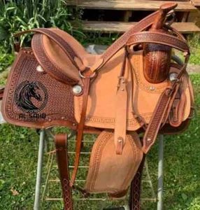 Roughout Fender Basket Weave Ranch Cut Horse Saddle with Tack set and Free Ship - Picture 1 of 4