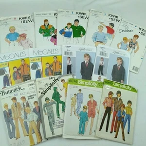 13 Vintage Boys Patterns 1980s 1990s Bundle Vogue McCalls Kwik Sew Bulk Lot - Picture 1 of 10