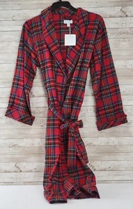 New PajamaGram Flannel Robe Women's XS/S Red Green Blue Plaid Mid Calf Pockets - Picture 1 of 13
