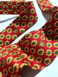 GIANNI VERSACE VINTAGE 90er BAROCK MEDUSAKOPF KRAWATTE SONNENBLUME ITALIEN ROT - Bild 1 von 13