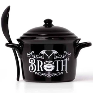 Bat Broth Lidded Bowl with Spoon, Cauldron, Witchcraft, Gothic, Alchemy England - Picture 1 of 8