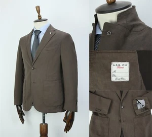 LBM 1911 Luigi Bianchi Brown COTTON Check Sport Coat Blazer Jacket 48IT 38US/UK - Picture 1 of 17