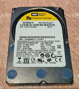 WESTERN DIGITAL VELOCIRAPTOR 300GB 10K 2.5" 16MB SATA HDD - WD3000BLFS - Afbeelding 1 van 1