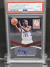 2014 Donruss Elite Status Signature Andrew Wiggins RC JERSEY NUMBER 22/125 PSA 9
