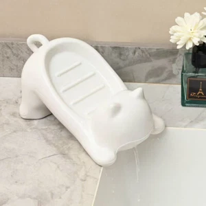 Cat Shape Soap Box Cartoon Soap Dish Drainable Storage Holder Soap Container Sto - Picture 1 of 10