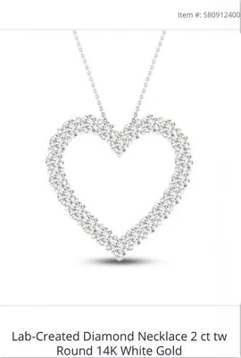 Collar de diamantes creado en laboratorio de oro blanco de 14 quilates redondo de 2 quilates Foto 1 de 2