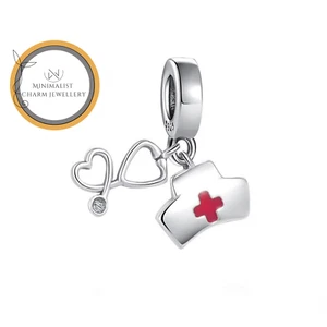 New Nurse And Stethoscope Charm For Bracelet, Doctor Charm, Nurse Charm - Picture 1 of 3