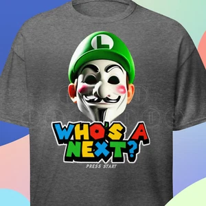 Luigi Who's Next? Guy Fawkes Mask Shirt / Nintendo Parody - Picture 1 of 7