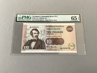 Scotland 10 Pounds P-214 1989  PMG 65 EPQ - Image 1 of 4