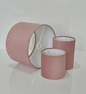 Neu HQ Polsterung Samt Stoff Lampe Schirm Pendelleuchte Schirm Trommel ROSE PINK - Bild 1 von 3