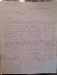 Rare Letter sent from Calcutta, India, in 1847, concerning Coffee, Interesting! - Picture 1 of 3