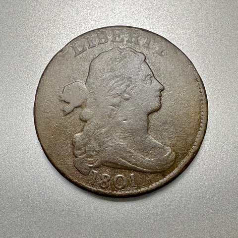 1801  LARGE CENT   3 ERRORS  REVERSE  S-219   VG DETAILS   KEY VARIETY  #3074 Cover